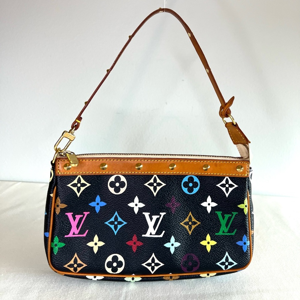 Louis Vuitton Monogram Multicolor Pochette Accessories Black.